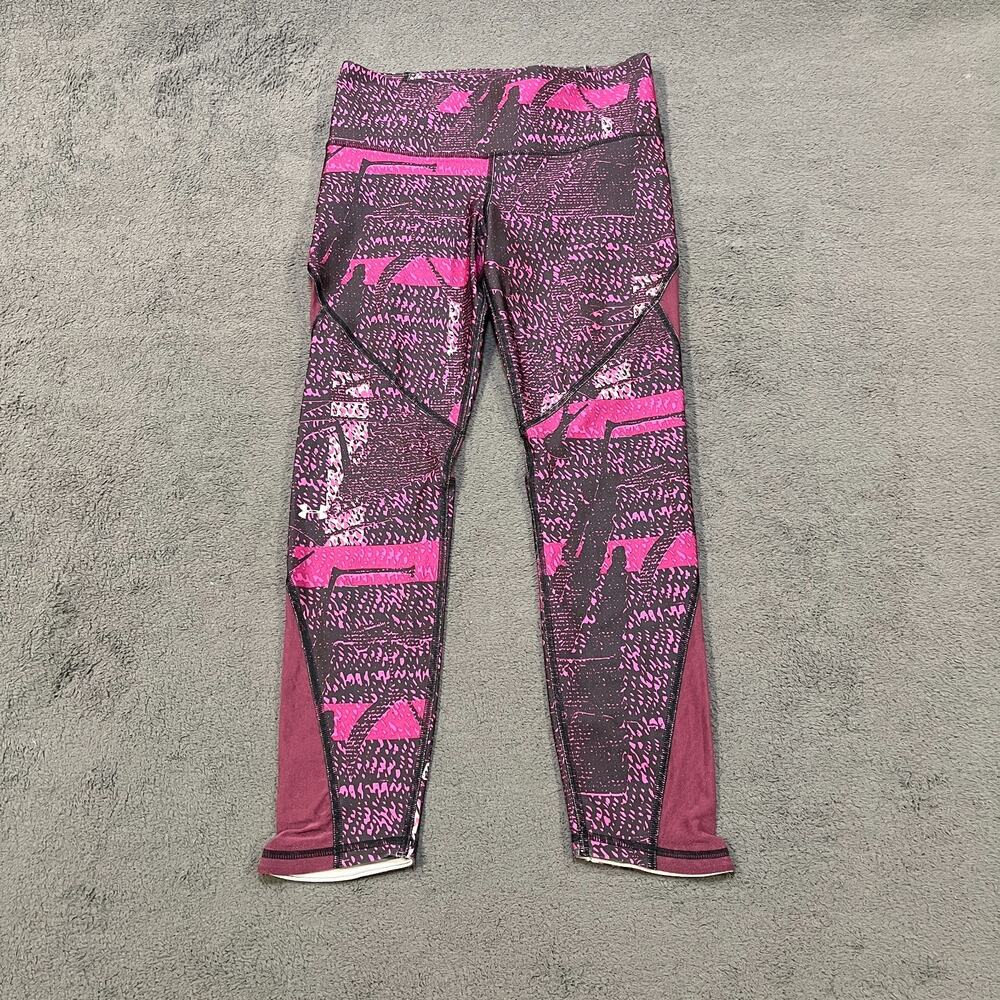 Under Armour HeatGear Pink Black Abstract Brushstroke Leggings Women's Size M